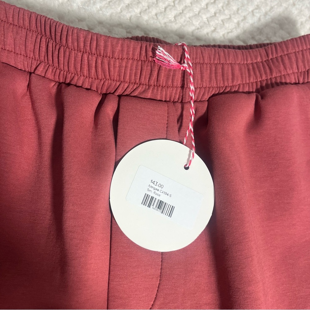 Umgee Womens Shorts Pink Coral Scalloped Hem Cotton Blend Comfort Small NWT - Picture 3 of 5